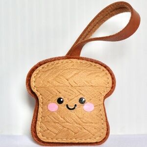 Cute Bread Toast Faux Leather Purse Bag Charm Backpack Accessory Brown Spring
